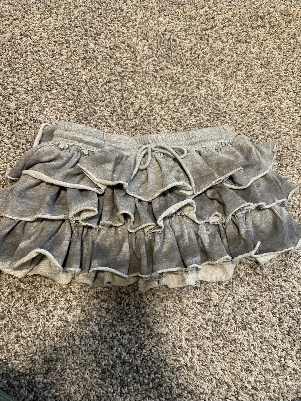 Gray Ruffle Tiered Mini Skort